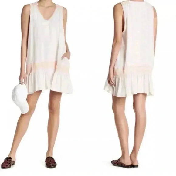 Free People Run With Me Ivory Mini Dress Size S - Picture 1 of 10